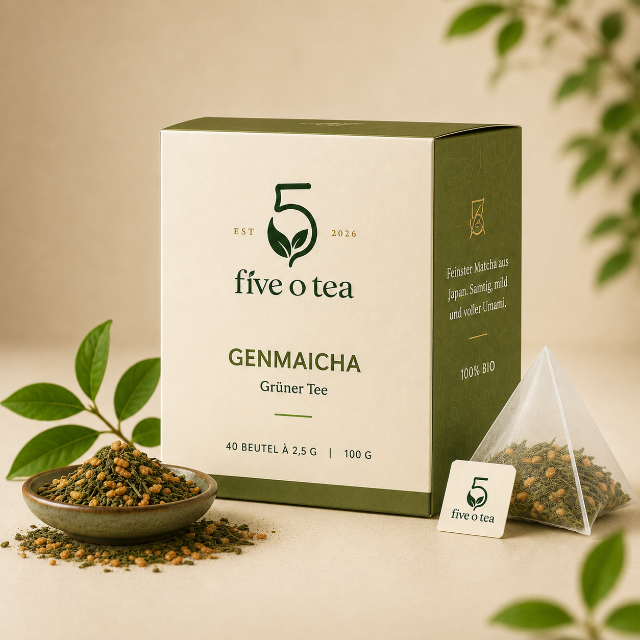 Genmaicha Verpackung von Five O’Tea