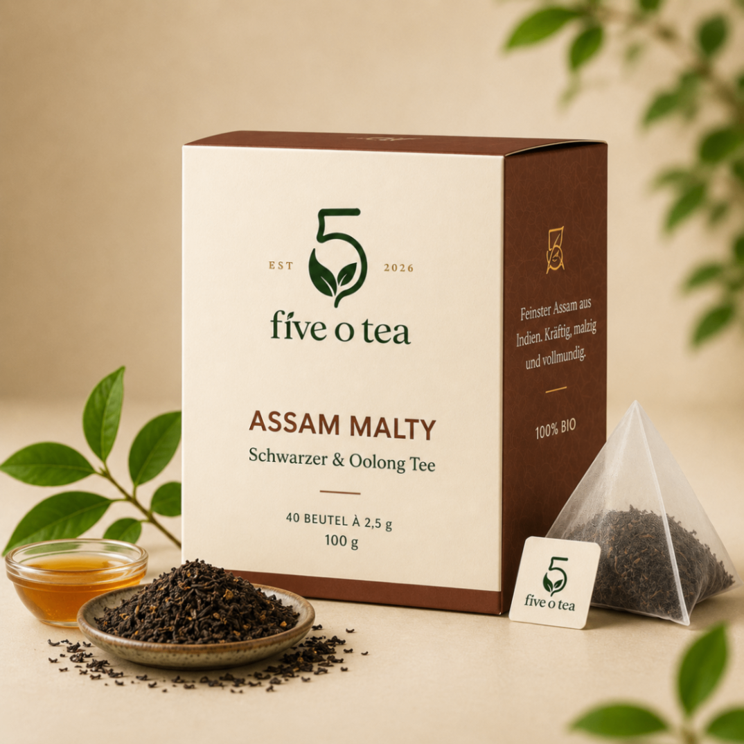 Assam Malty Verpackung von Five O’Tea