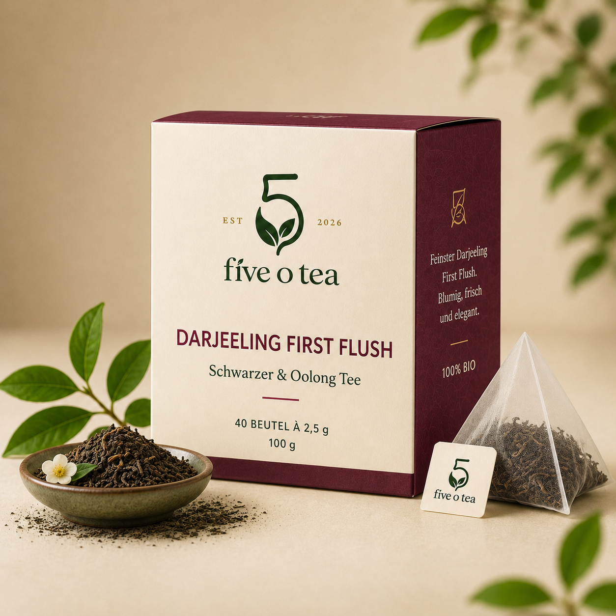 Darjeeling First Flush Verpackung von Five O’Tea