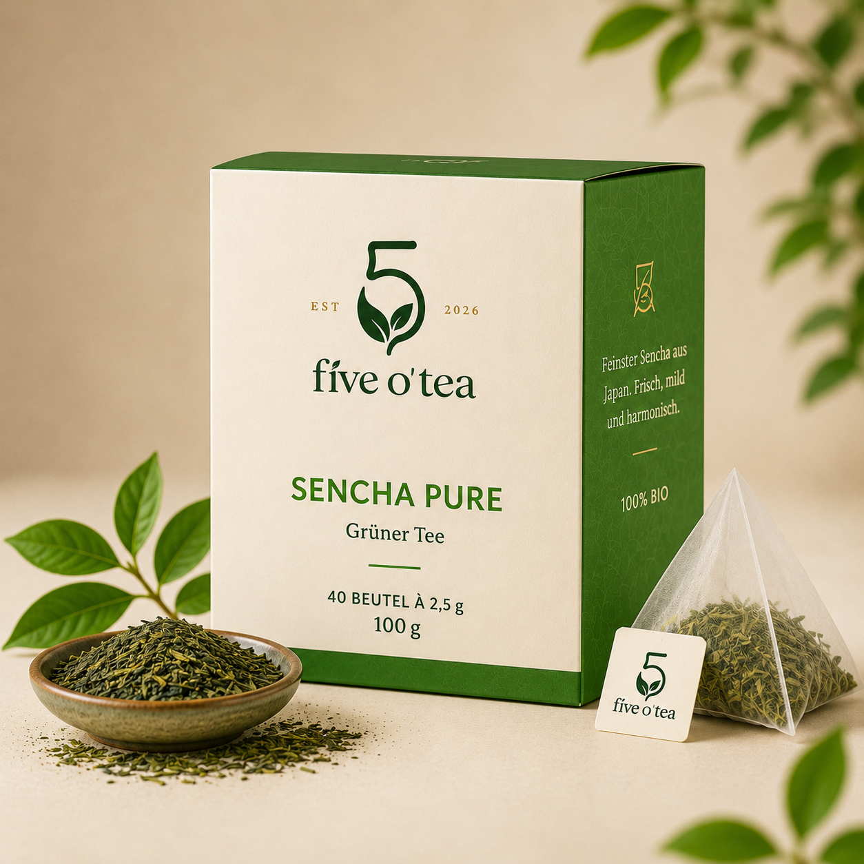 Sencha Pure Verpackung von Five O’Tea