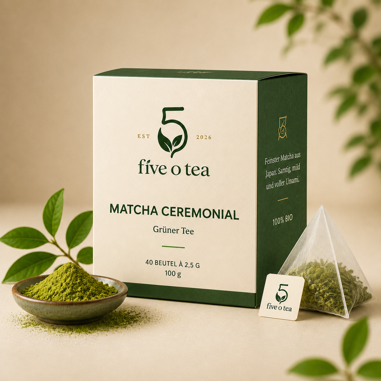 Matcha Ceremonial Verpackung von Five O’Tea