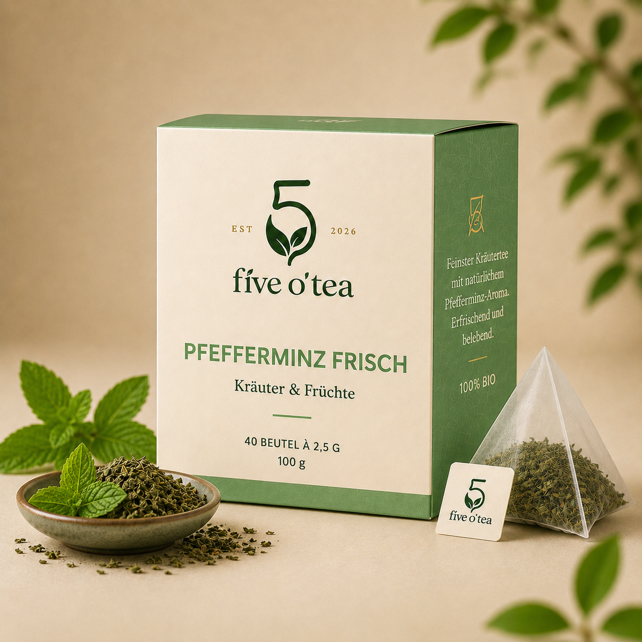 Pfefferminz Frisch Verpackung von Five O’Tea